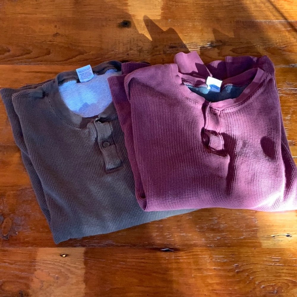 🍁 2 Old Navy Thermal/Waffle Long Sleeve Shirts XL